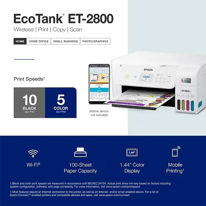 epson ecotank et 2800 wireless color inkjet printer, all in one supertank, print, scan, copy (9472539) epson ecotank et 2800 wireless color inkjet printer, all in one supertank, print, scan, copy (9472539)