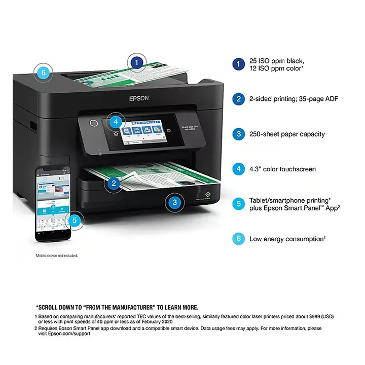 epson workforce pro wf 4820 wireless color inkjet printer, all in one, print, scan, copy, fax (9472527) epson workforce pro wf 4820 wireless color inkjet printer, all in one, print, scan, copy, fax (9472527)
