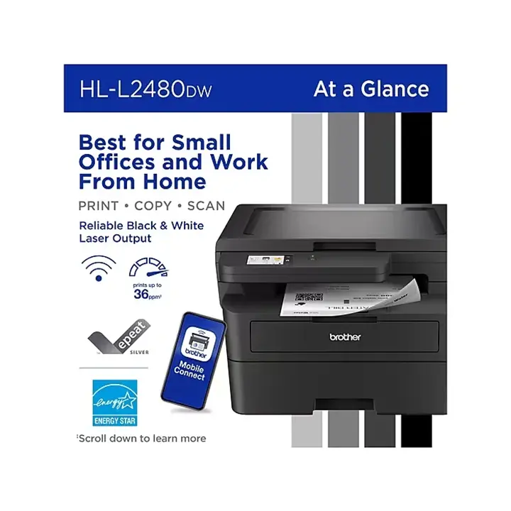brother hl l2480dw compact wireless black & white laser printer, copy & scan, refresh subscription ready brother hl l2480dw compact wireless black & white laser printer, copy & scan, refresh subscription ready