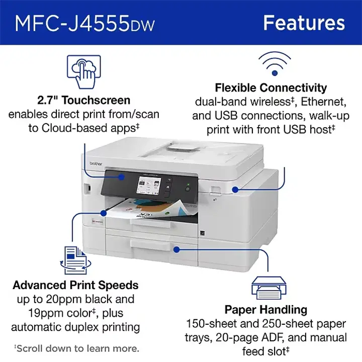 brother inkvestment mfc j4555dw wireless color all in one inkjet printer, best for home office brother inkvestment mfc j4555dw wireless color all in one inkjet printer, best for home office