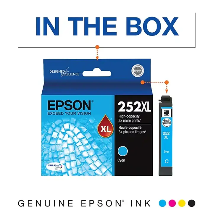 epson t252xl cyan high yield ink cartridge (epst252xl220s) epson t252xl cyan high yield ink cartridge (epst252xl220s)