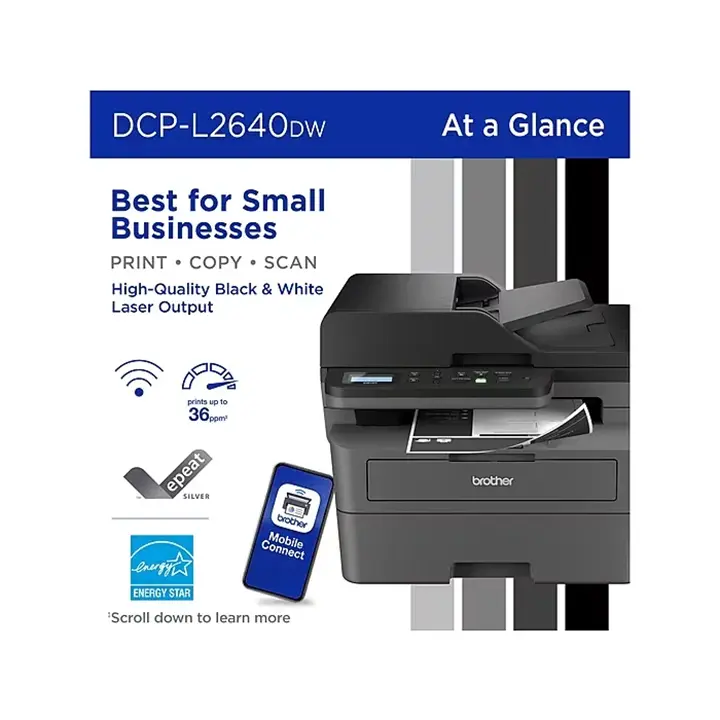 brother dcp l2640dw compact wireless black & white laser printer, all in one, print, scan, copy, refresh subscription ready brother dcp l2640dw compact wireless black & white laser printer, all in one, print, scan, copy, refresh subscription ready