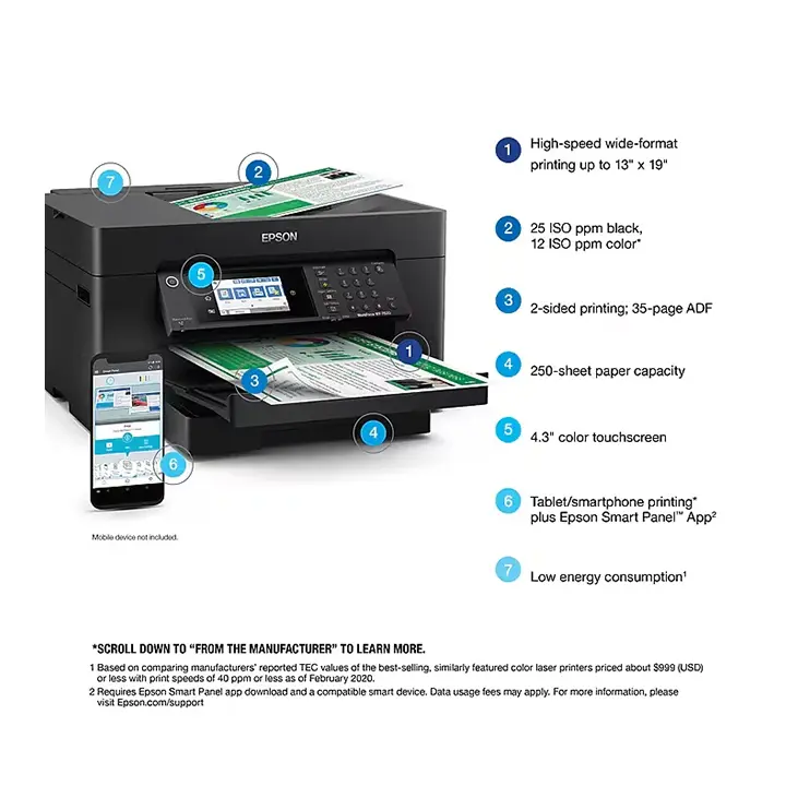 epson workforce pro 7820 wireless color inkjet printer, all in one, print, scan, copy, fax (9472530) epson workforce pro 7820 wireless color inkjet printer, all in one, print, scan, copy, fax (9472530)