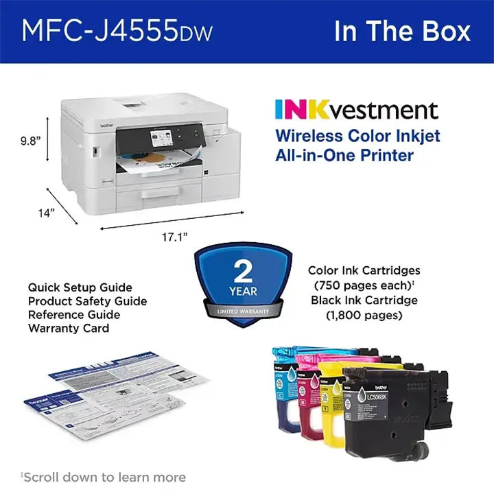 brother inkvestment mfc j4555dw wireless color all in one inkjet printer, best for home office brother inkvestment mfc j4555dw wireless color all in one inkjet printer, best for home office