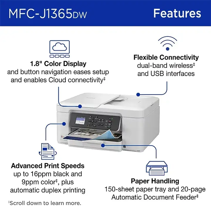 brother inkvestment mfc j1365dw wireless color all in one inkjet printer, best for home office brother inkvestment mfc j1365dw wireless color all in one inkjet printer, best for home office