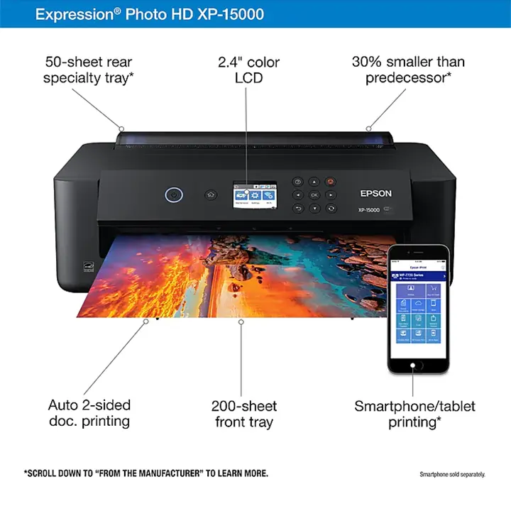 epson expression photo xp 15000 wireless color inkjet printer, single function, print (9472517) epson expression photo xp 15000 wireless color inkjet printer, single function, print (9472517)